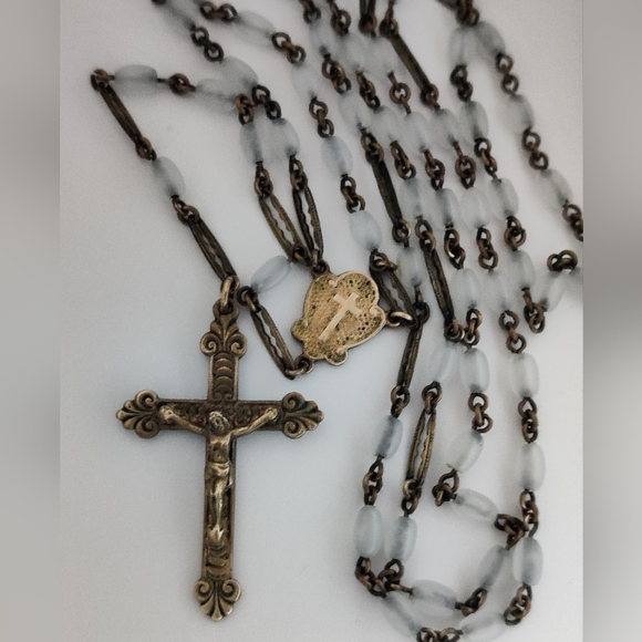 Antique Catholic Brass Rosary - Picture 2 of 15